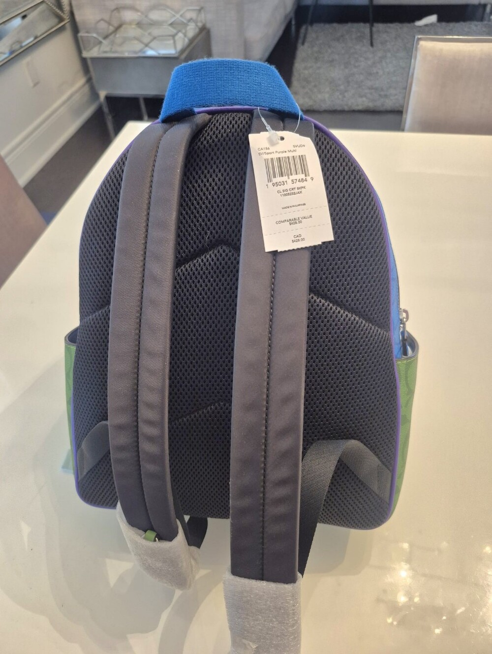 Coach Colorblock Signature Mini Backpack in Pink, Purple, Blue, Green - New - Picture 6 of 6